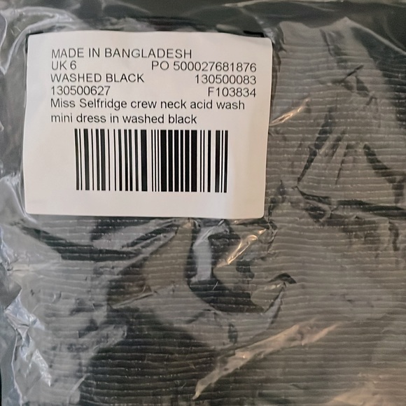 ASOS Miss Selfridge Crew Neck Acid Wash Mini Dress In Washed Black - Picture 7 of 9